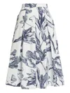 Erdem Floral-print Pleated Midi Skirt In White