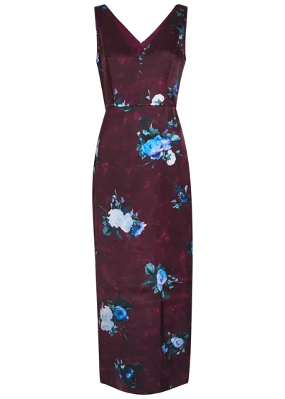 ERDEM ERDEM FLORAL-PRINT SATIN MIDI DRESS