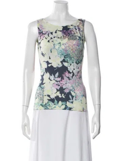 Pre-owned Erdem Floral Print Scoop Neck Blouse In Blue