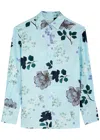 Erdem Printed Georgette Shirt In Blue