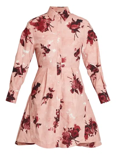 Erdem Floral-print Shirt Dress In Pink