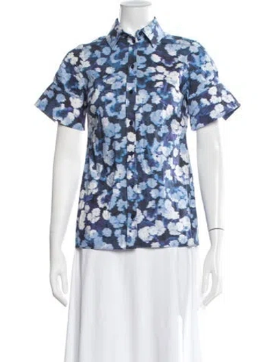 Pre-owned Erdem Floral Print Short Sleeve Blouse In Multi