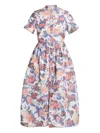 Erdem Floral-print Short-sleeve Midi Dress In Pink