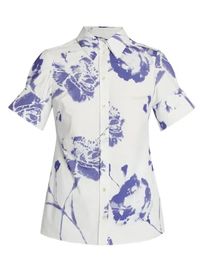 Erdem Floral Print Short-sleeve Shirt In White