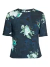 Erdem Floral-print Short-sleeve Top In Blue