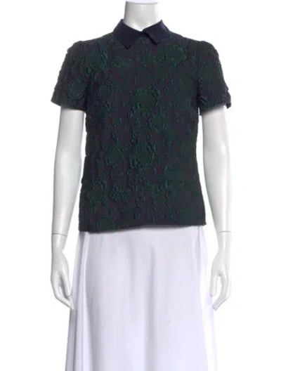 Pre-owned Erdem Floral Print Short Sleeve Top In Multi