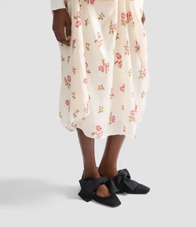 Erdem Floral Print Silk Draped Midi Skirt In Pink