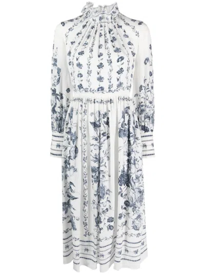Erdem Ruffled Silk Midi Dress In Floral