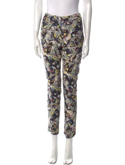 Pre-owned Erdem Floral Print Skinny Leg Pants In Blue