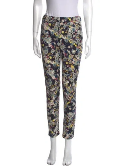 Pre-owned Erdem Floral Print Skinny Leg Pants In Blue