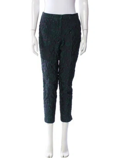 Pre-owned Erdem Floral Print Skinny Leg Pants In Green