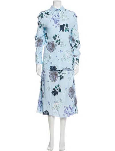 Pre-owned Erdem Floral Print Skirt Suit In Blue