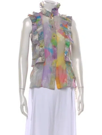 Pre-owned Erdem Floral Print Sleeveless Blouse In Multicolor