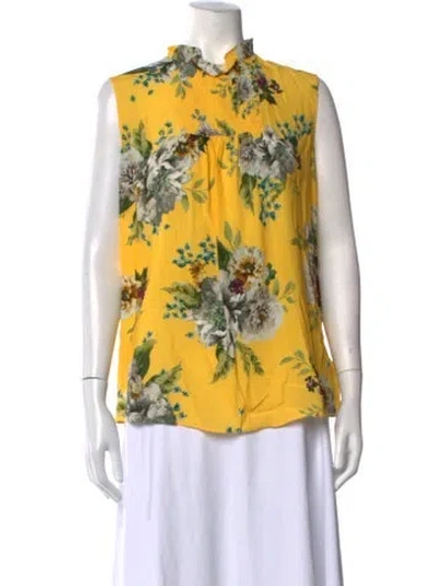 Pre-owned Erdem Floral Print Sleeveless Blouse In Yellow