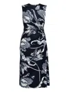 Erdem Floral-print Draped Sleeveless Midi Dress In Green