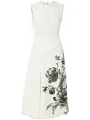 Erdem Floral Print Midi Dress In Neutrals
