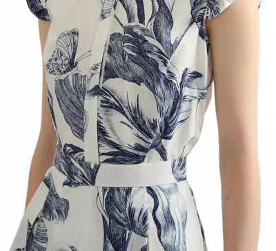 Erdem Floral Print Sleeveless Top In Ivory/blue In White