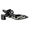 Erdem Floral Print Slingback Pumps In Black Satin