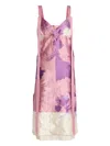 Erdem Womens Graphic-print Ribbon-strap Woven Midi Dress Carnation Cyanotype Rose In Pink