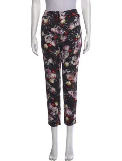 Pre-owned Erdem Floral Print Straight Leg Pants In Black
