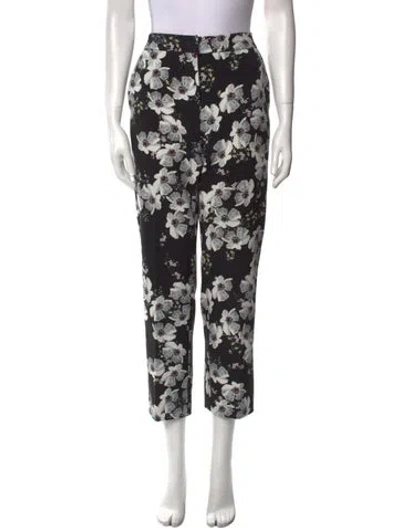Pre-owned Erdem Floral Print Straight Leg Pants In Black