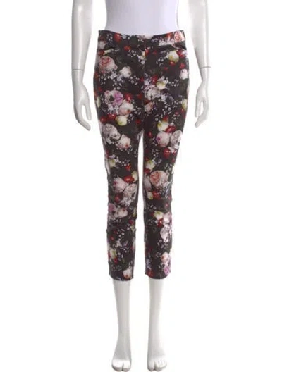 Pre-owned Erdem Floral Print Straight Leg Pants In Black