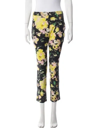 Pre-owned Erdem Floral Print Straight Leg Pants In Black