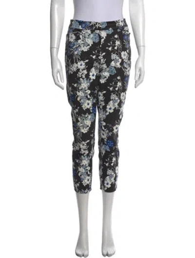 Pre-owned Erdem Floral Print Straight Leg Pants In Black