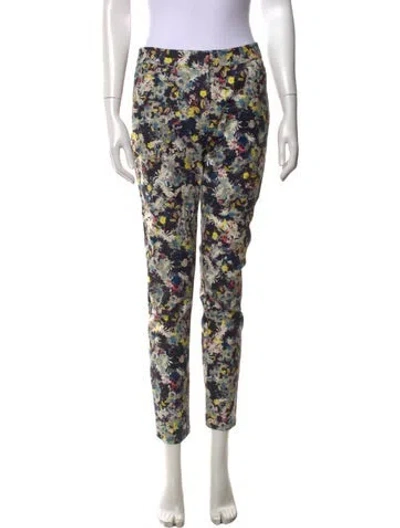 Pre-owned Erdem Floral Print Straight Leg Pants In Blue