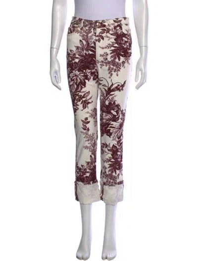 Pre-owned Erdem Floral Print Straight Leg Pants In Burgundy