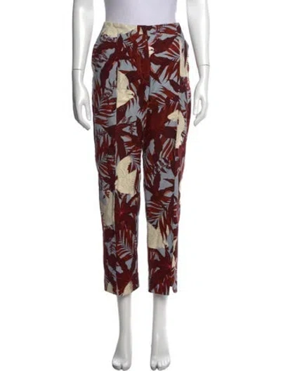 Pre-owned Erdem Floral Print Straight Leg Pants In Burgundy