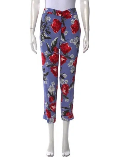Pre-owned Erdem Floral Print Straight Leg Pants In Multi