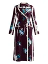 Erdem Floral-print Striped Coat In Red