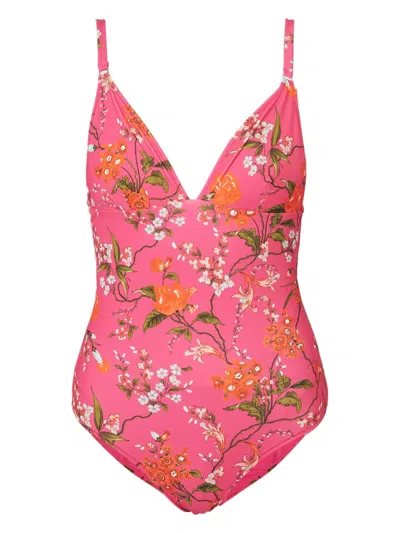Erdem Floral-print Swimsuit In Pink