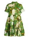 Erdem Floral-print Tiered Shirtdress In Green