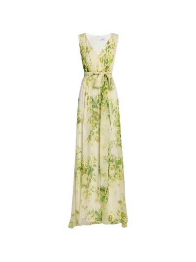 Erdem Floral Print V-neck Maxi Dress In Green
