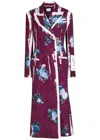 Erdem Double-breasted Floral-print Satin Coat In Purple