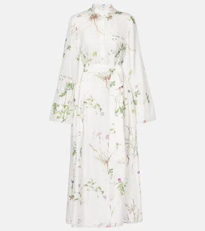 ERDEM FLORAL PRINTED SILK MIDI DRESS