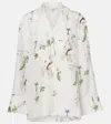 Erdem Floral Printed Silk Shirt In White