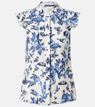 Erdem Floral Ruffled Poplin Shirt In Neutral