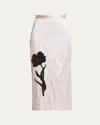 Erdem Metallic Pencil Midi Skirt In Pink