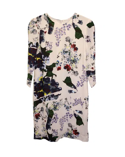 Erdem Floral Shift Dress In White Silk In Multi