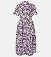 Erdem Floral Fit-flare Short Sleeve Midi Shirtdress In Purple