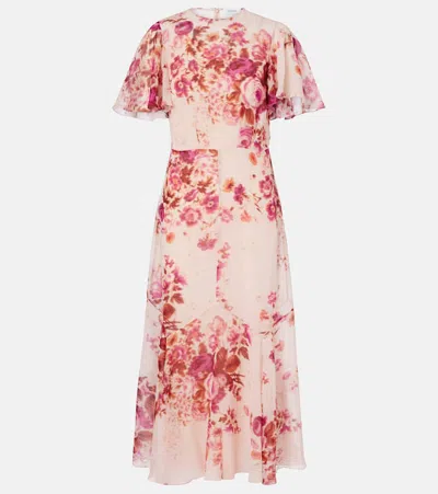 Erdem Floral Print Silk Voile Midi Dress In Multi