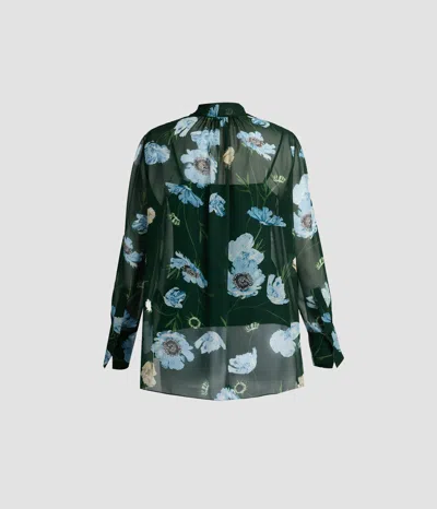 Erdem Floral Silk Voile Long Sleeve Shirt In Blue
