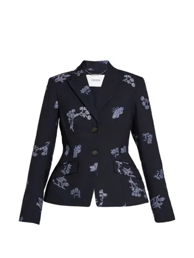 Erdem Floral Single-breasted Blazer In Black