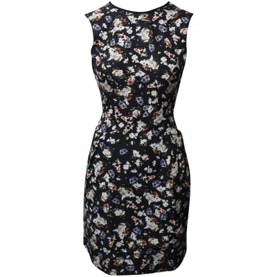 Pre-owned Erdem Floral Slim Fit Dress In Multicolor Cotton In Black