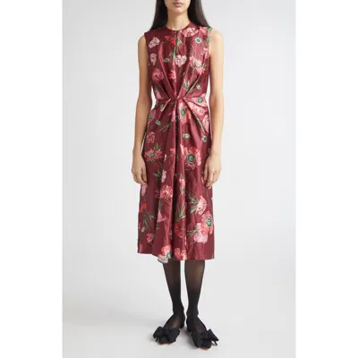Erdem Floral Textured Satin Midi Dress In Multi
