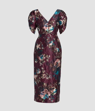 Erdem Floral Textured Satin Midi Dress