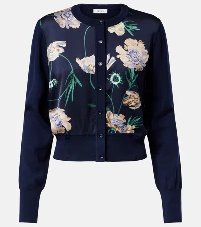 Erdem Floral Wool Cardigan In Blue